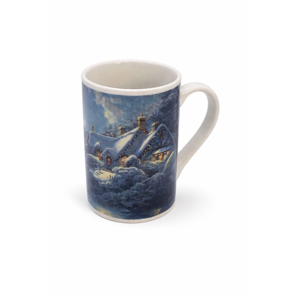 Thomas Kinkade 2006 Christmas Moonlight Cottage Ceramic Coffee Tea Mug 10 Oz